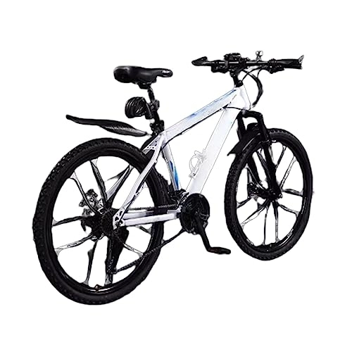 Mountain Bike : 26-inch Mountain Bike, Dual Disc Brakes, All-terrain, Suitable for Men and Women with a Height Of 155-185 CM (white blue 21 speed)