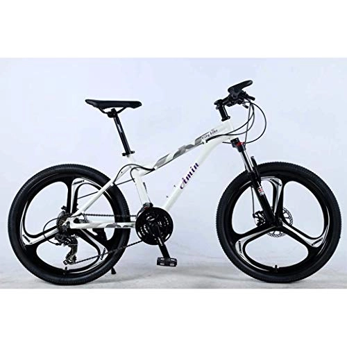 Mountain Bike : Chenbz 24In 21Speed Mountain Bike for Adult, Lightweight Aluminum Alloy Full Frame, Wheel Front Suspension Female offroad student shifting Adult Bicycle, Disc Brake (Color : White, Size : B)