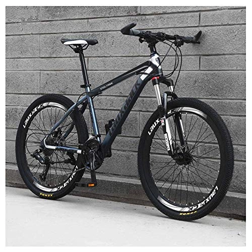 Mountain Bike : Chenbz Outdoor sports Front Suspension Mountain Bike 30 Speed Bicycle 26" Mens Bikes Oil Brakes MTB, Gray