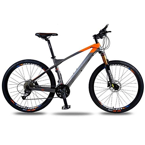 Mountain Bike : Chenbz Outdoor sports Hard tail mountain bike, carbon fiber bicycle 26 inch 30 speed shift hard tail double oil disc disc brake adult offroad outdoor riding trip (Color : Orange)