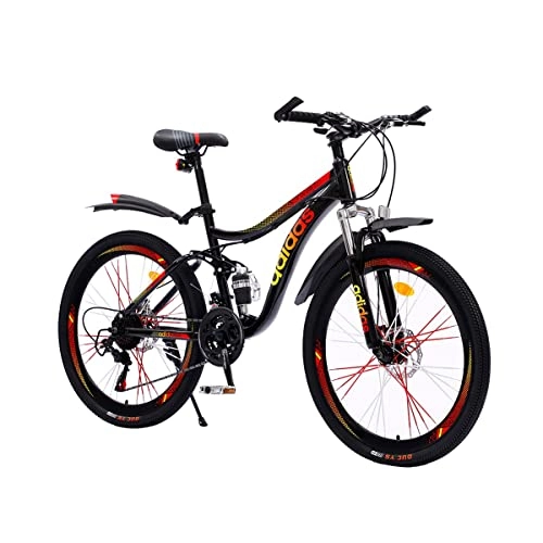Mountain Bike : CNOPT MACTEP 21 Speed Adult Mountain Bicycle 26 inch ，Dual Shock Light Steel Frame Bicycle ，Double Disc Brake Bicycle for Adults Men / Women，Muti Colors (Red)