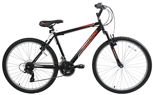 Mountain Bike : Discount Salcano Shocker Mens Mountain Bike 26' Wheel Front Suspension Hardtail 19' Frame 21 Speed Black Red