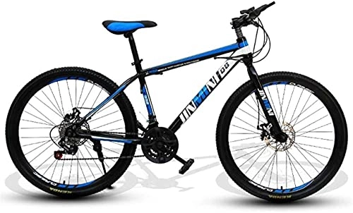 Mountain Bike : HUAQINEI Mountain Bikes, 24 inch mountain bike adult male and female variable speed travel bicycle spoke wheel Alloy frame with Disc Brakes (Color : Black blue, Size : 21 speed)