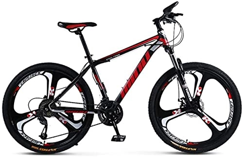 Mountain Bike : HUAQINEI Mountain Bikes, 26 inch male and female adult variable speed mountain bike racing three-wheeled bicycle Alloy frame with Disc Brakes (Color : Black red, Size : 21 speed)