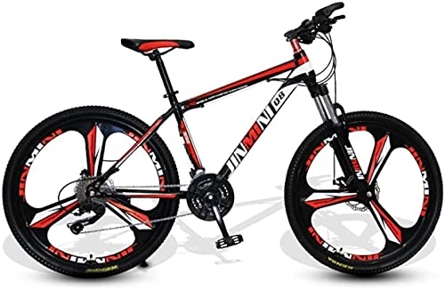 Mountain Bike : HUAQINEI Mountain Bikes, 26 inch mountain bike adult men's and women's variable speed travel bicycle three-knife wheel Alloy frame with Disc Brakes (Color : Black red, Size : 27 speed)