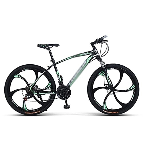 Mountain Bike : JAMCHE 26 inch Mountain Bike Carbon Steel Frame Disc-Brake 21 / 24 / 27 Speed with Lock-Out Suspension Fork for Men Woman Adult and Teens / Green / 27 Speed