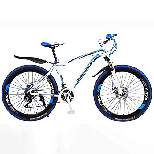 Mountain Bike : LIPENLI 26In 24Speed Mountain Bike for Adult, Lightweight Aluminum Alloy Full Frame, Wheel Front Suspension Mens Bicycle, Disc Brake (Color : Blue, Size : B)