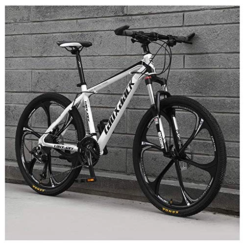 Mountain Bike : LIPENLI Outdoor sports 21 Speed Mountain Bike 26 Inches 6Spoke Wheel Front Suspension Dual Disc Brake MTB Bicycle, White