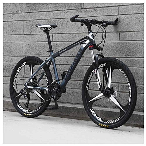 Mountain Bike : LIPENLI Outdoor sports Front Suspension Mountain Bike, 17Inch HighCarbon Steel Frame And 26Inch Wheels with Mechanical Disc Brakes, 24Speed Drivetrain, Gray
