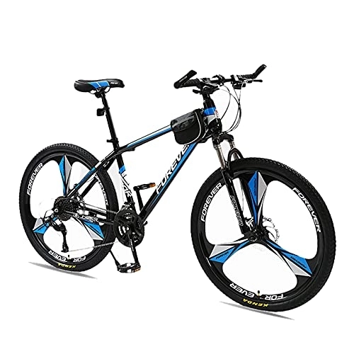 Mountain Bike : LLF 3 Knife Wheel Bicycle Double Disc Brakes Mountain Bike Various Bicycles Student MTB Racing for Adult Student Outdoors Sport(Size:27 speed, Color:Blue)