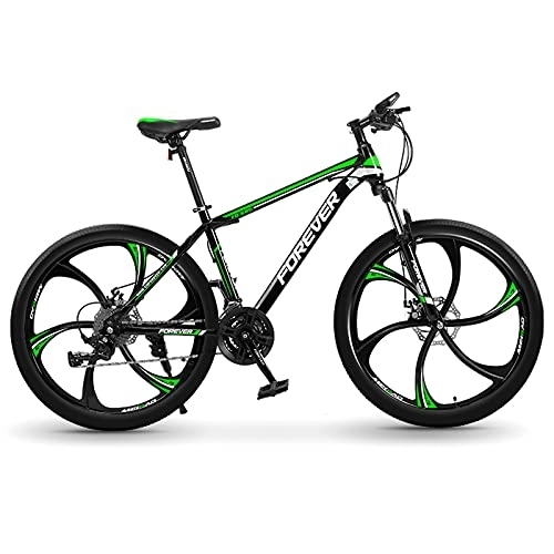Mountain Bike : LLF Mountain Bike, 26 Inch Bikes, Double Disc Brake Lightweight Aluminum Alloy Frame, 6 Knife Wheel Variable Speed Bicycle Shock Absorption Road Bicycle(Size:24 speed, Color:Green)