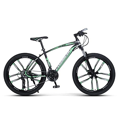 Mountain Bike : Mountain Bike 26 in inch Wheels with Carbon Steel Frame 21 / 24 / 27 Speed Double Disc Brake for Boys Girls Men and Wome / Blue / 21 Speed (Green 24 Speed)
