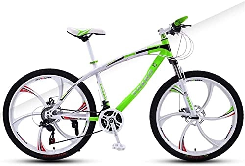 Mountain Bike : Mountain Bikes, 26 inch mountain bike adult variable speed shock absorber bicycle dual disc brake six blade wheel bicycle Alloy frame with Disc Brakes ( Color : White and green , Size : 30 speed )