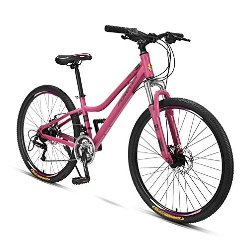 Mountain Bike : Mountain Bikes, Cross-Country Bikes, 26-inch Wheels, 24-Speed, Low-Span High-Carbon Steel Frame, Line Disc Brakes and Double Shock-Absorbing Bikes, Girls are Available / A / As Shown