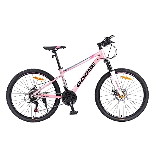 Mountain Bike : Nationalr Reeim Variable Speed Bicycle, All Aluminum Alloy Material, 26-Inch 21-Speed Mountain Bike, Double Disc Brake Suspension, Mens and Womens Mountain Bikes, Bronzing Process, pink
