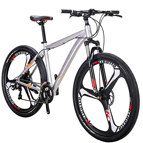 Mountain Bike : OBK X9 29” Mountain Bike Lightweight Aluminum Frame Front Suspension Daul Disc Brakes 21 Speed Mens Bicycle 29er XL (SLIVERY)