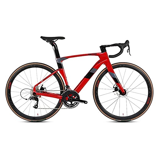 Road Bike : Carbon Road Bike, 700C Carbon Fiber Racing Bicycle With 22 Speed Derailleur System and Double V Brake red-54cm