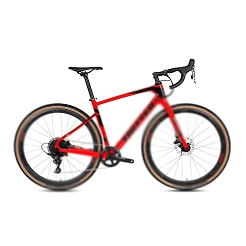Road Bike : HESNDzxc Bicycles for Adults Road Bike 700C Cross Country 11 Speed 40C tire for Hydraulic Brake Derailleur (Color : Red, Size : 11_48CM)