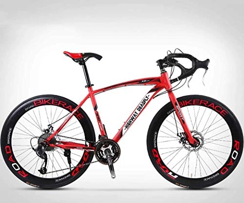 Road Bike : JIAWYJ YANGHAO-Adult mountain bike- 26-Inch Road Bicycle, 27-Speed Bikes, Double Disc Brake, High Carbon Steel Frame, Road Bicycle Racing, Men's and Women Adult-Only YGZSDZXC-04 (Color : A)