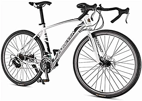 Road Bike : JIAWYJ YANGHAO-Adult mountain bike- Male Road, high carbon steel frame 21 speed road bike, steel disc with dual racing bikes, 700 * 28C wheel (Color:White) YGZSDZXC-04 (Color : White)
