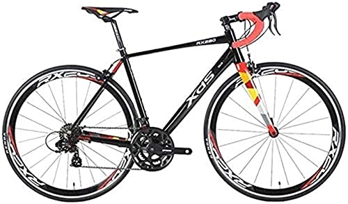 Road Bike : JYTFZD WENHAO 14-Speed Road Bike, Men and Women Lightweight Aluminum Racing Bikes, Adult Bikes City Commuter, Non-Slip Bicycle (Color:Grey, Size:460MM) (Color:Black, Size:480MM) (Color : Black)