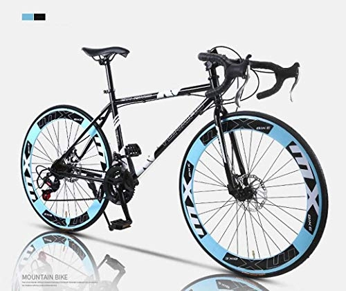 Road Bike : JYTFZD WENHAO Road Bicycle, 24-Speed 26 Inch Bikes, Double Disc Brake, High Carbon Steel Frame, Road Bicycle Racing, Men's and Women Adult (Color : E)