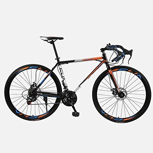 Road Bike : JYTFZD WENHAO Road Bicycle, 26 Inches 21-Speed Bikes, Double Disc Brake, High Carbon Steel Frame, Road Bicycle Racing, Men's and Women Adult (Color : B4)