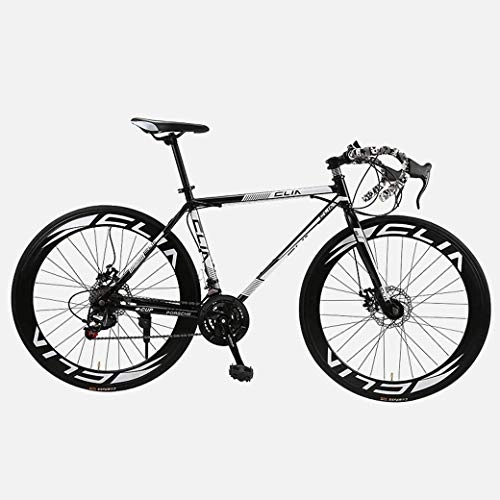 Road Bike : JYTFZD WENHAO Road Bicycle, 26 Inches 21-Speed Bikes, Double Disc Brake, High Carbon Steel Frame, Road Bicycle Racing, Men's and Women Adult (Color : C3)