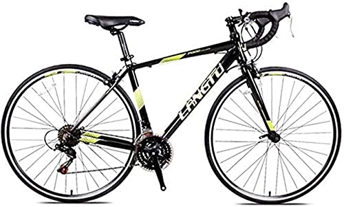 Road Bike : JYTFZD WENHAO Road bike, road bike 21 people crash, iron triangle combination, durable, 700C wheel racing bike, road bike lightweight aluminum Men Women (Color:Yellow) (Color : Black Yellow)