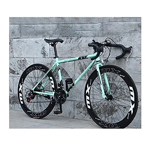 Road Bike : LHQ-HQ 26Inch Road Bike for Men And Women 24 Speed Bicycles High Carbon Steel Bikes 6Cm Rim Bicycle with Alloy Stem, A
