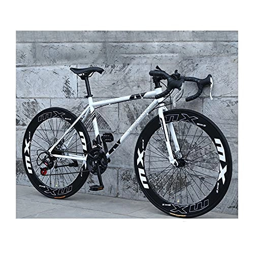Road Bike : LHQ-HQ 26Inch Road Bike for Men And Women 24 Speed Bicycles High Carbon Steel Bikes 6Cm Rim Bicycle with Alloy Stem, C