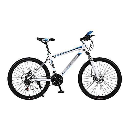 Road Bike : MQJ Mountain Bike Carbon Steel Frame 26 inch Wheels 21 Speed Shifter Dual Disc Brakes Front Suspension Bicycle for Men Woman Adult and Teens / Blue