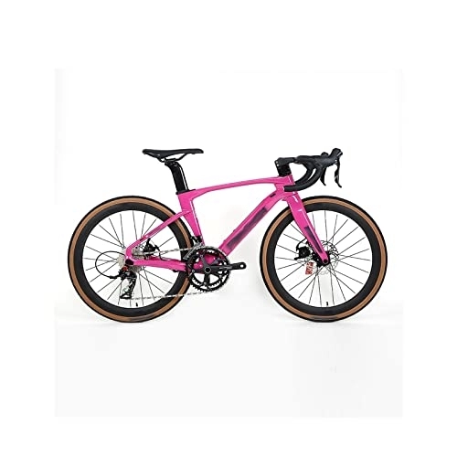 Road Bike : QYTECzxc Mens Bicycle Carbon Fiber Road Bike 22 Speed disc Brake fit (Color : Pink)