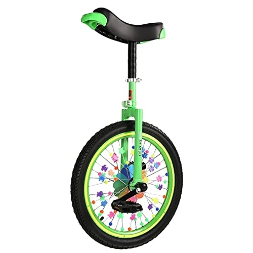 Unicycles : aedouqhr for Adults, Unicycle 24 / 20 / 18 / 16 Inch Wheel, Junior Unicycle High-Strength Manganese Steel Fork, Adjustable Seat, Aluminum Alloy Buckle (Color : Green, Size : 18 Inch)
