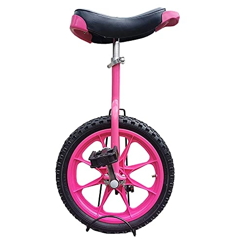 Unicycles : aedouqhr Unicycle 7 / 6 / 5 / 4 Years Old Kids Unicycle Pink, Beginners Girls Height 3.6-4.9ft, 16" Little with Comfortable Saddle Seat, Best Gift to Kid