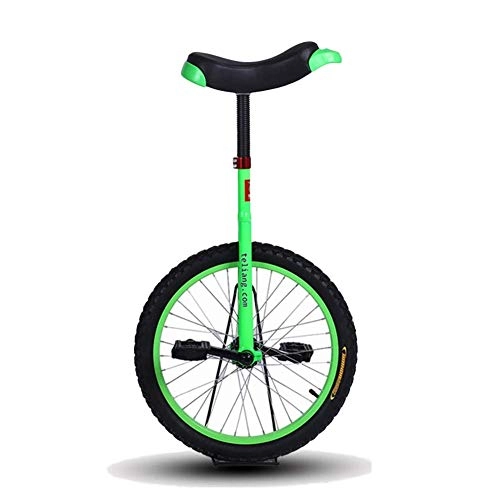 Unicycles : Azyq Adjustable Unicycle 14" / 16" / 18" / 20" inch Green Balance Exercise Fun Bike Fitness for Kid's / Adult's, Best Birthday Gift, Green, 18 Inch Wheel