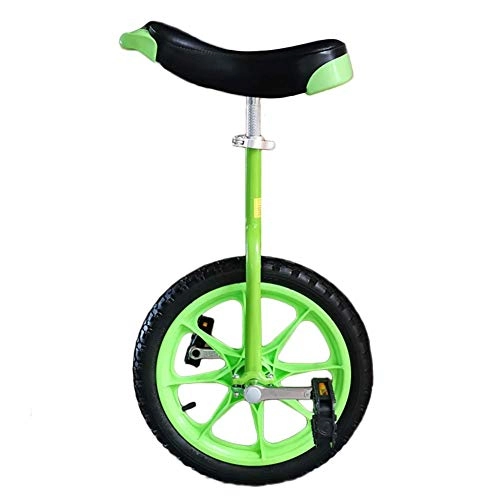 Unicycles : Azyq Kids 16-Inch Wheel Unicycle with Comfortable Saddle Seat & Rubber Mountain Tire for Balance Exercise Training Road Street Bike Cycling, Green