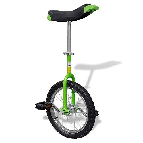 Unicycles : Height Adjustable Unicycle 16 Inch Green Balance Exercise Fun Bike Fitness with Thick Foam Pad, Green and Black