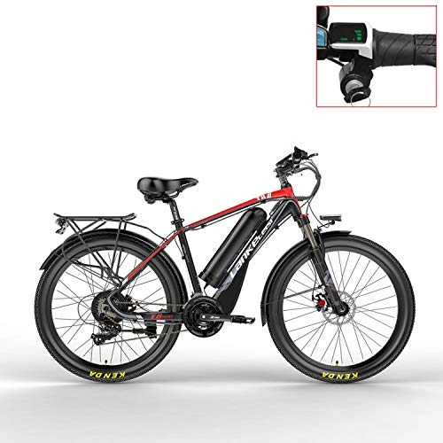 Elektrofahrräder : LANKELEISI T8 48V Starkes leistungsfähiges elektrisches Fahrrad, Qualität u. Art- und WeiseMBB elektrisches Mountainbike, nehmen Suspendierungs-Gabel an (Red, 20AH 240W +1 Spared Battery)
