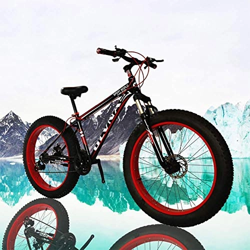 Mountainbike : CHHD Fat Bike 26 Rad Größe und Männer Geschlecht Fett Fahrrad von Snow Bike, Mode MTB 21-Gang Vollfederung Stahl Doppelscheibe Bremse Mountainbike MTB Fahrrad, A1