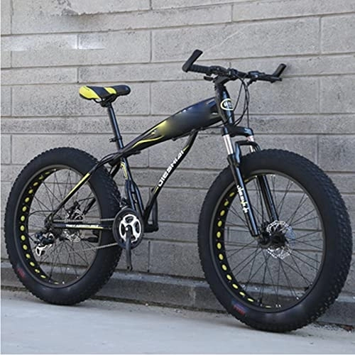 Mountainbike : FAXIOAWA 26 Zoll Dicker Reifen, ultrabreites Mountainbike mit Variabler Geschwindigkeit, Schneemobil, Erwachsener, Student, Fahrrad (Gelb 24)