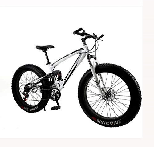 Mountainbike : LJLYL Fat Tire Mountainbike Fahrrad für Männer Frauen, mit Vollfederung MBT Bikes Leichter Rahmen aus Kohlenstoffstahl und Doppelscheibenbremse, D, 24 inch 30 Speed