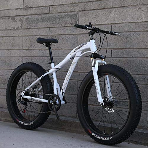 Mountainbike : LJLYL Mountainbikes, Fat Tire Hardtail Rahmen aus hohem Kohlenstoffstahl Mountainbike, Federgabel Mountainbike, Doppelscheibenbremse, A, 26inch 27 Speed