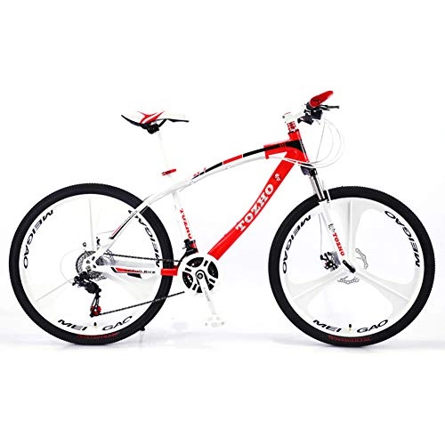 Mountainbike : LOISK Mountainbikes 26 inch Outroad Mountainbike mit Vollfederung aus Kohlenstoffstahl Speichenrad Doppelscheibenbremsen MTB Fahrräder, Rot, 21 Speed