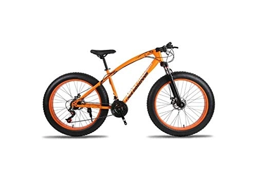Mountainbike : Mountainbike Unisex Hardtail Mountainbike 21.07.24 / 27 Geschwindigkeiten 26 Zoll Fat Tire Rennrad Snowbike / Beachbike mit Scheibenbremsen und Federgabel, Orange, 7-Gang