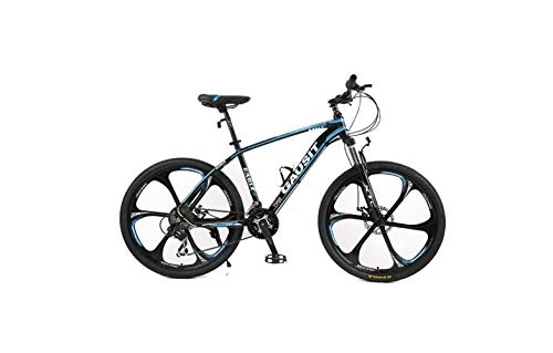 Mountainbike : Mountainbike Unisex Hardtail Mountainbike 24 / 27 / 30 Geschwindigkeiten 26 Zoll 6-Speichen-Räder Aluminiumrahmen-Fahrrad mit Scheibenbremsen und Federgabel, blau, 27-Gang