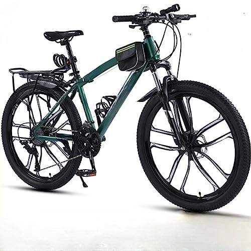 Mountainbike : PASPRT Hochwertiges 26-Zoll-Offroad-Mountainbike mit Variabler Geschwindigkeit – Rahmen aus Kohlenstoffstahl – Geländereifen, einfach zu montieren, für Erwachsene geeignet (Green 30 speeds)