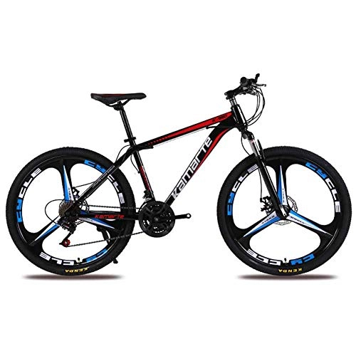 Mountainbike : XER Mountainbike, 24-Zoll-Dreimesser-Laufrad Unisex-Mountainbike-Scheibenbremsen mit Doppelfederung für die Dämpfung im Gelände aus Kohlenstoffstahl, Black, 24speed