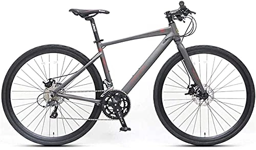 Mountainbike : YANGHAO-Mountainbike für Erwachsene- Erwachsene Rennrad, 16 Speed ​​Racing Bike-Student, leichte Aluminium-Rennräder mit hydraulischen Scheibenbremsen, 700 * 32C Reifen (Farbe: Grau, Größe: Gerader Gr