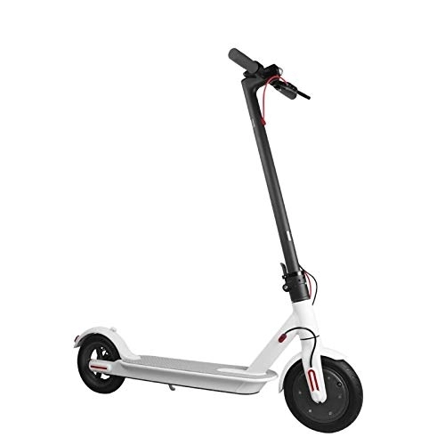 Electric Scooter : Adults Electric Scooter, 30 km Long-Range, 250 W Motor Electric, Up to 20 km / h with 8.5 inch Solid Rubber Tires, Portable and Folding E-Scooter for Adults and Teenagers White, 36V7.8A